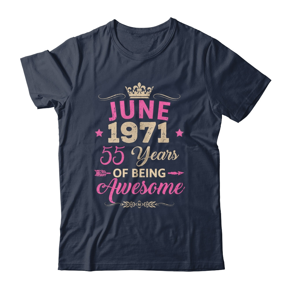 June 1971 55 Years Of Being Awesome Retro 55th Birthday Shirt & Tank Top | teecentury