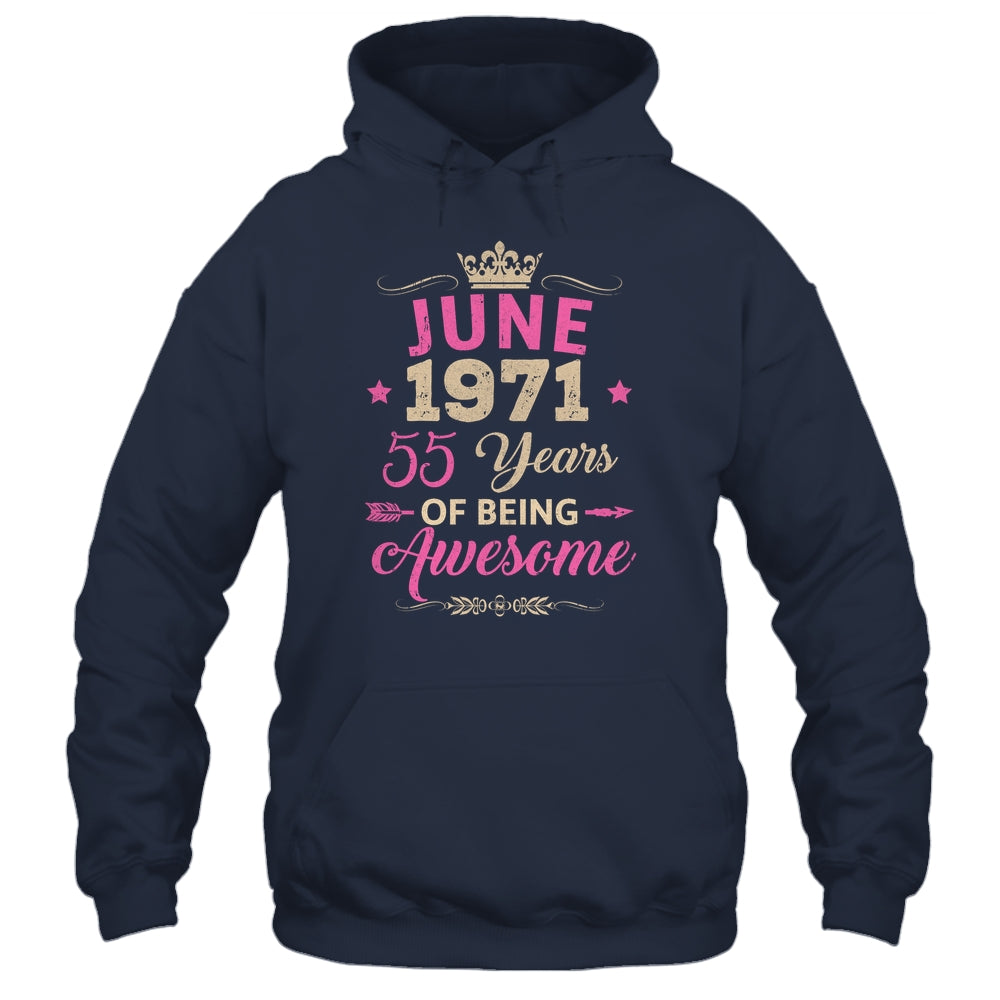 June 1971 55 Years Of Being Awesome Retro 55th Birthday Shirt & Tank Top | teecentury