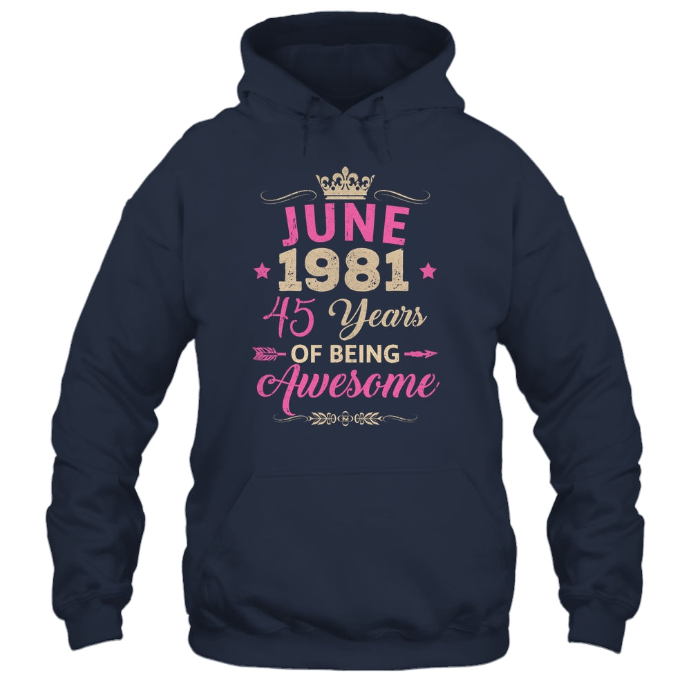 June 1981 45 Years Of Being Awesome Retro 45th Birthday Shirt & Tank Top | teecentury