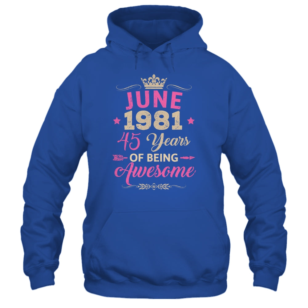 June 1981 45 Years Of Being Awesome Retro 45th Birthday Shirt & Tank Top | teecentury