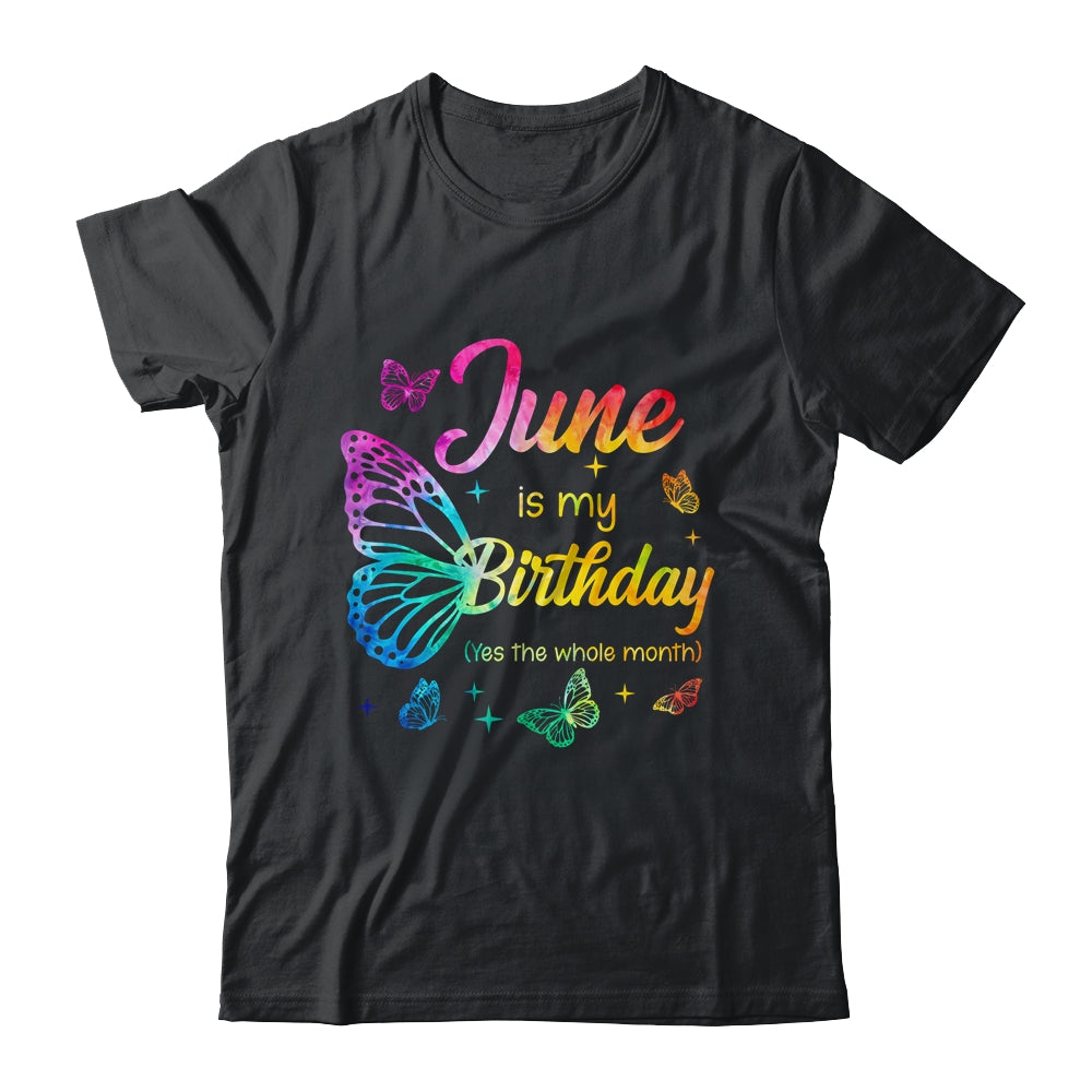 June Birthday For Women Girls Butterfly Tie Dye Theme Shirt & Tank Top | teecentury