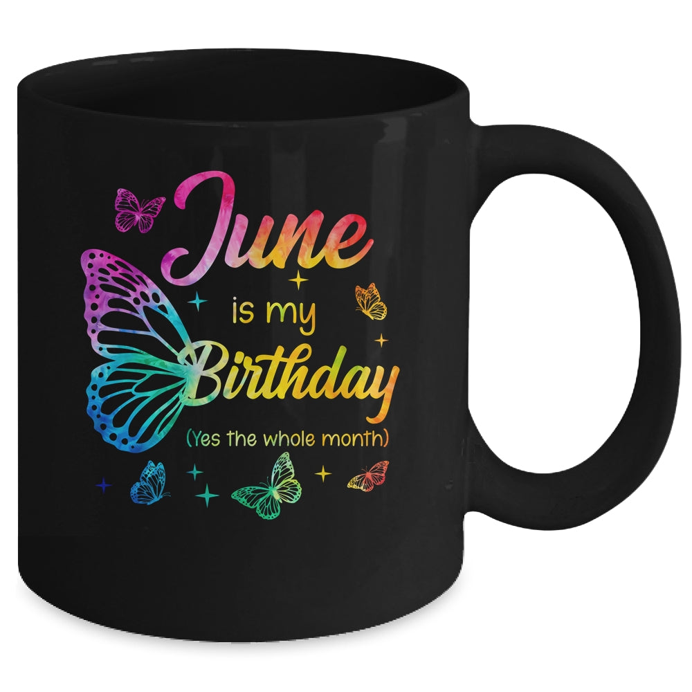 June Birthday For Women Girls Butterfly Tie Dye Theme Mug | teecentury