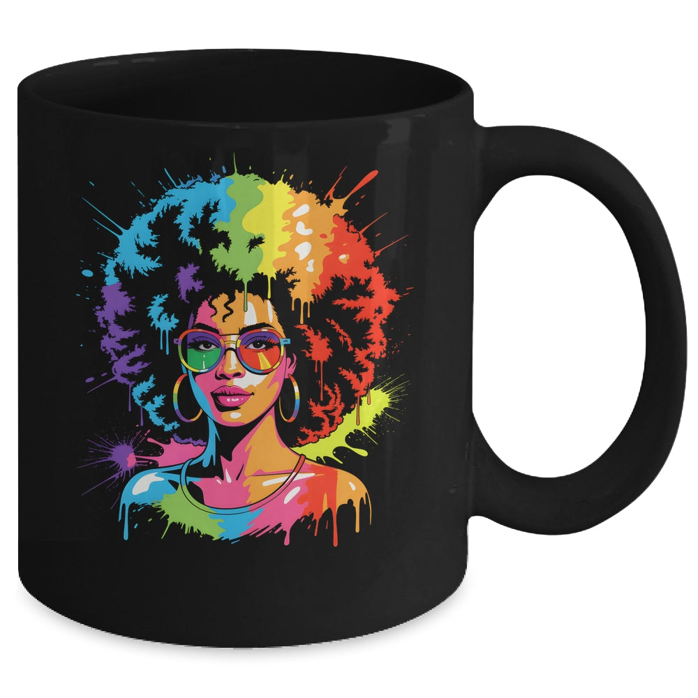 Juneteenth Black Queen Afro Pride Art Dripping Melanin Women Mug | teecentury