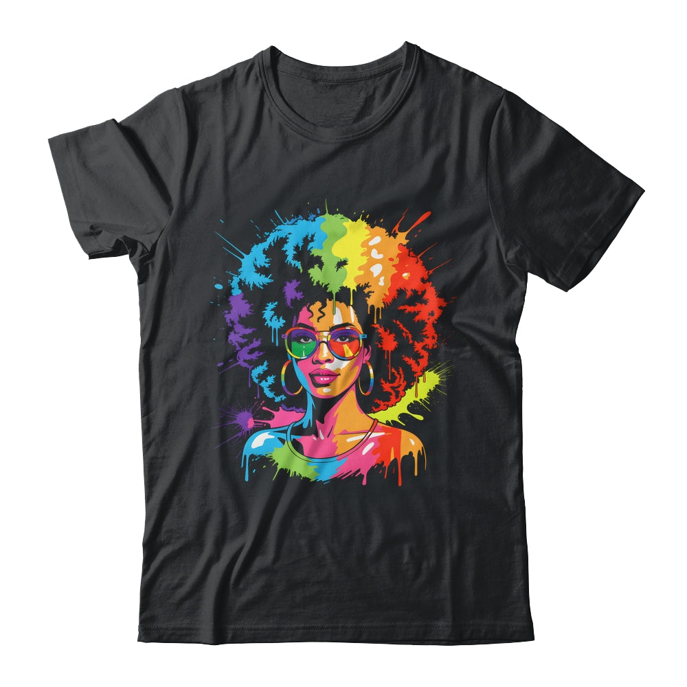 Juneteenth Black Queen Afro Pride Art Dripping Melanin Women Shirt & Tank Top | teecentury