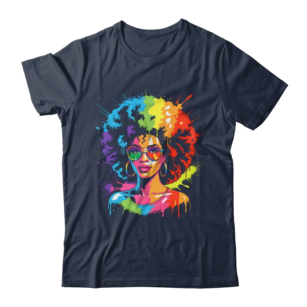 Juneteenth Black Queen Afro Pride Art Dripping Melanin Women Shirt & Tank Top | teecentury