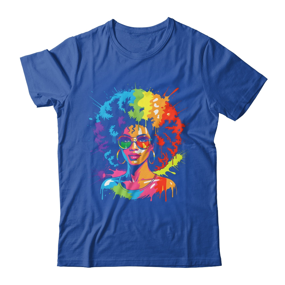 Juneteenth Black Queen Afro Pride Art Dripping Melanin Women Shirt & Tank Top | teecentury