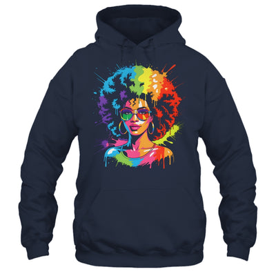 Juneteenth Black Queen Afro Pride Art Dripping Melanin Women Shirt & Tank Top | teecentury