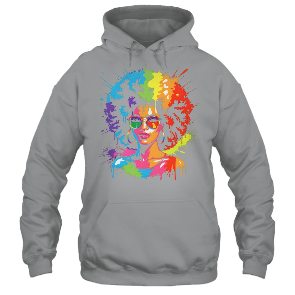 Juneteenth Black Queen Afro Pride Art Dripping Melanin Women Shirt & Tank Top | teecentury