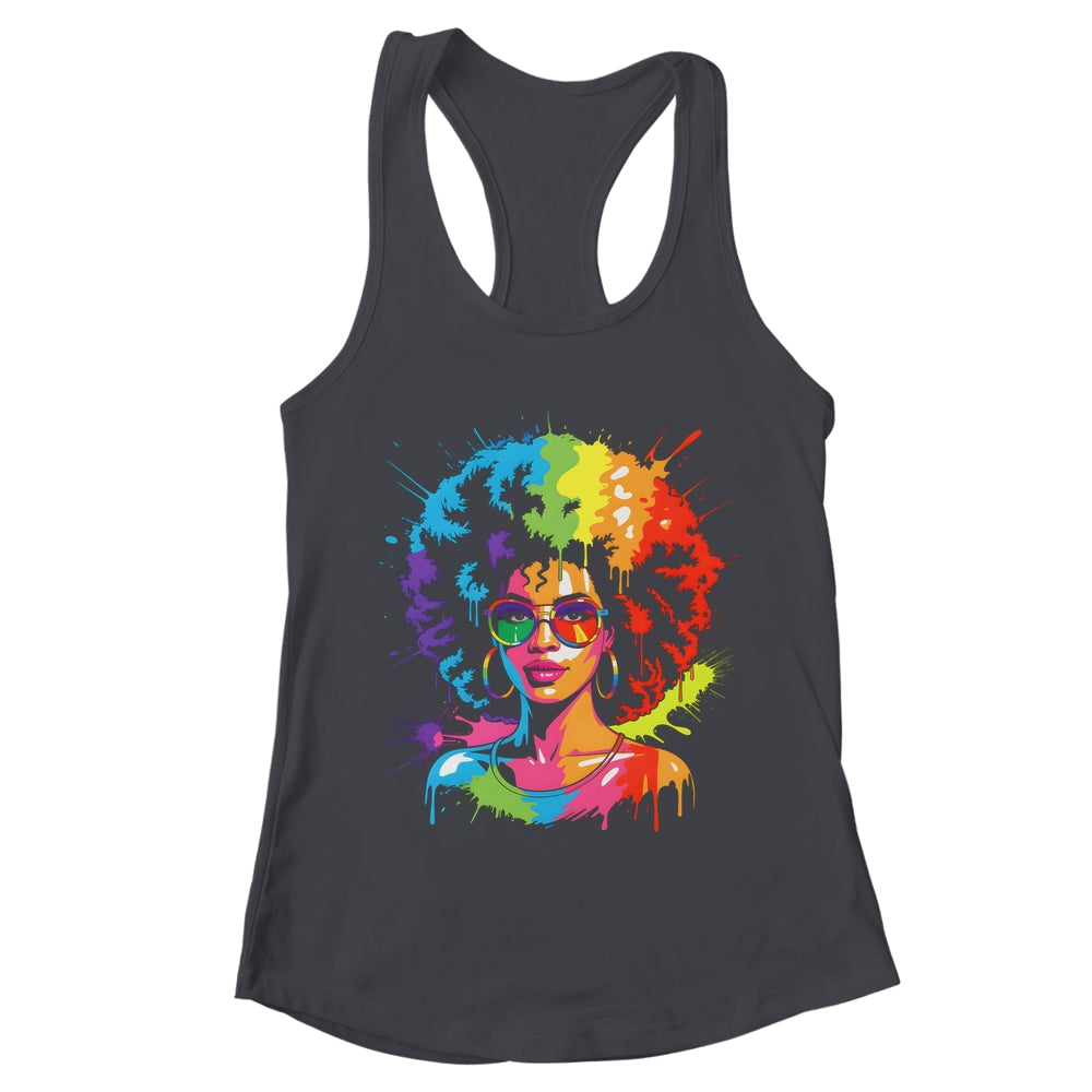 Juneteenth Black Queen Afro Pride Art Dripping Melanin Women Shirt & Tank Top | teecentury