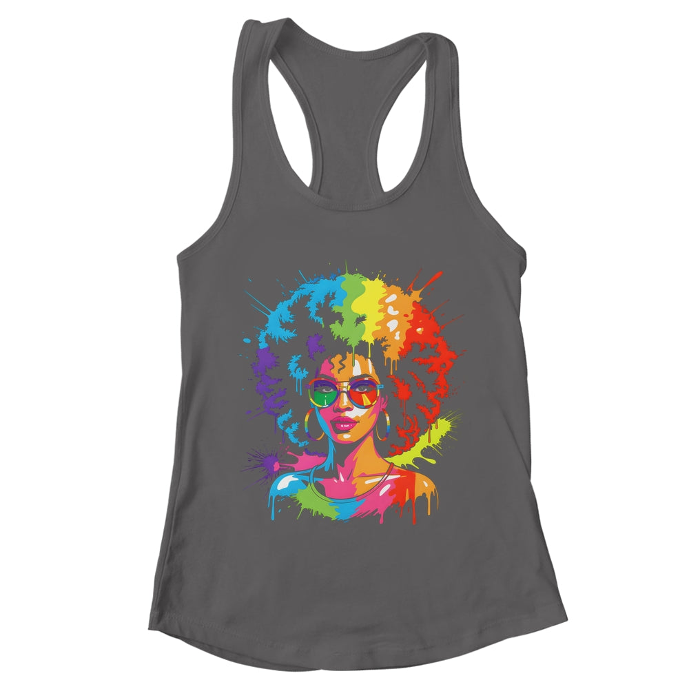 Juneteenth Black Queen Afro Pride Art Dripping Melanin Women Shirt & Tank Top | teecentury