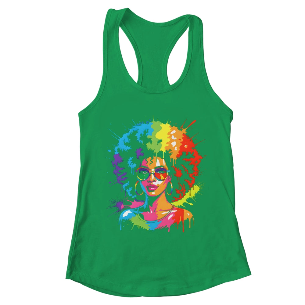 Juneteenth Black Queen Afro Pride Art Dripping Melanin Women Shirt & Tank Top | teecentury