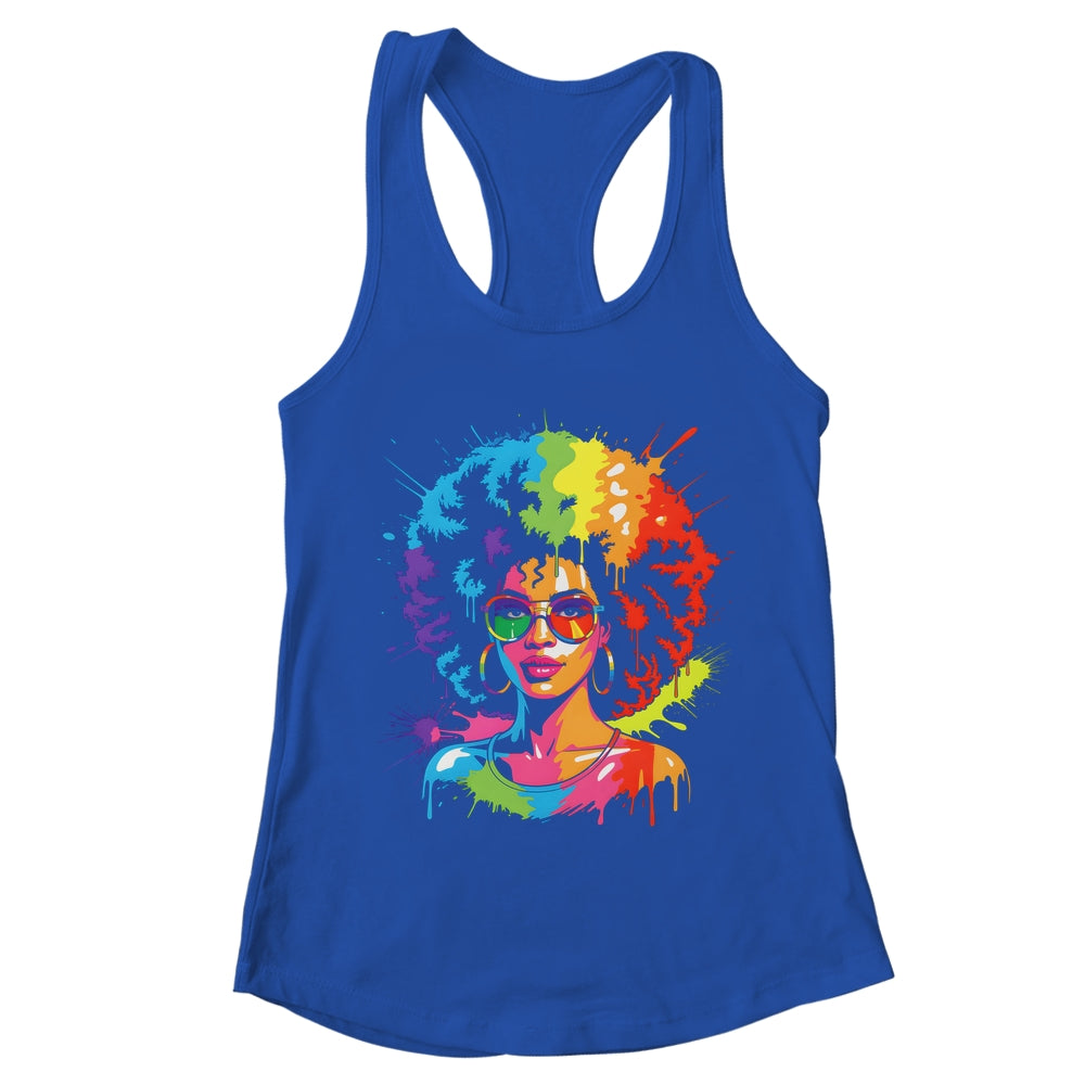 Juneteenth Black Queen Afro Pride Art Dripping Melanin Women Shirt & Tank Top | teecentury