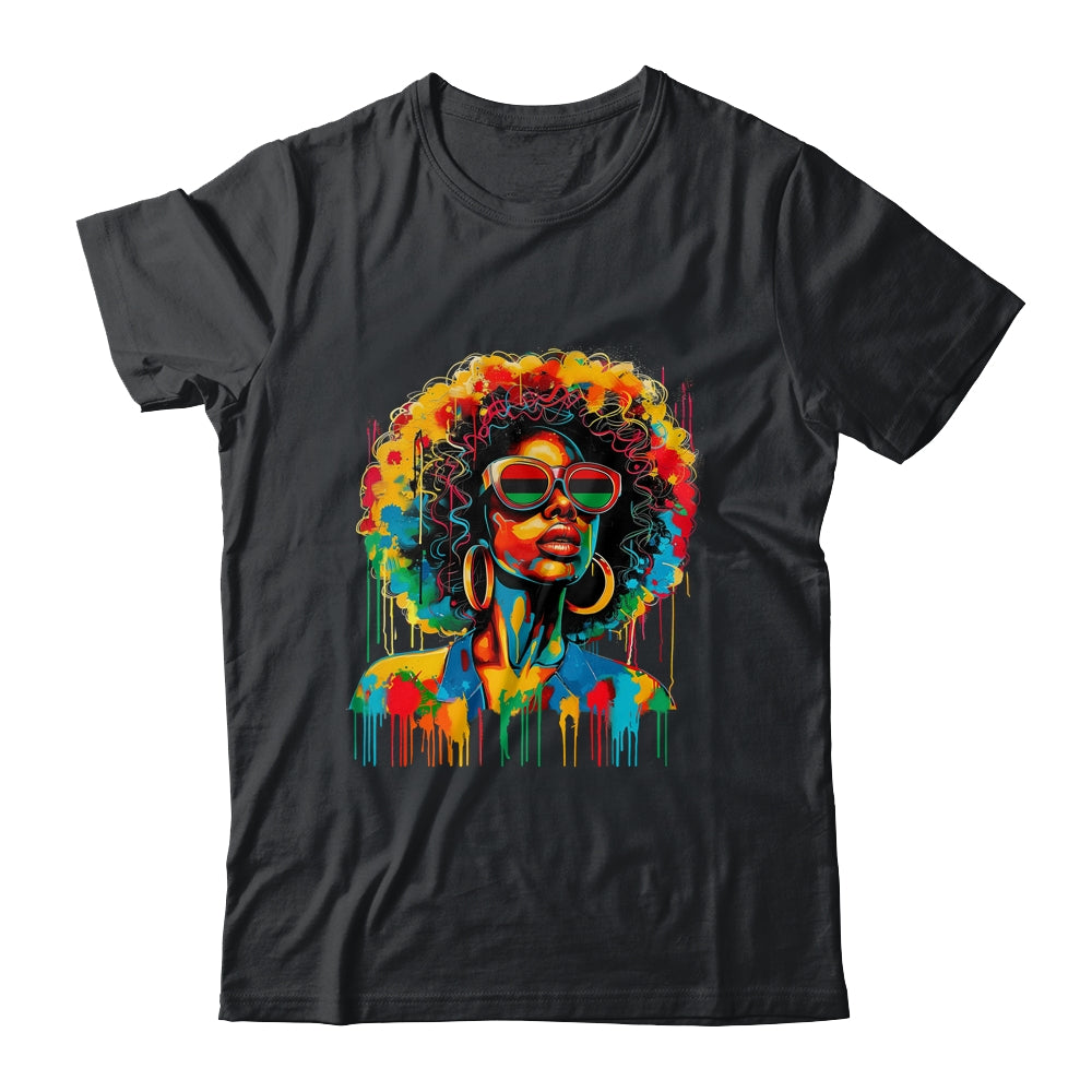 Juneteenth Black Womens Queen Afro African Melanin Dripping Shirt & Tank Top | teecentury