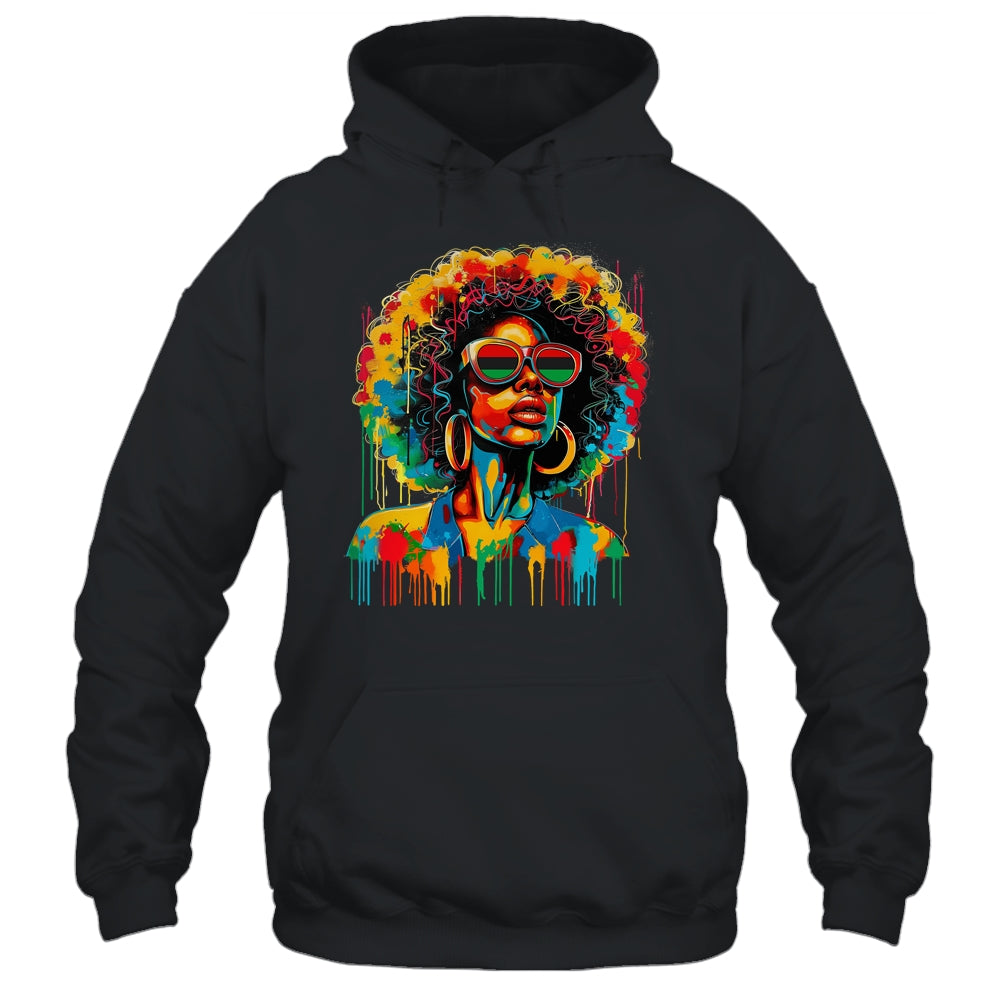 Juneteenth Black Womens Queen Afro African Melanin Dripping Shirt & Tank Top | teecentury
