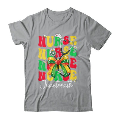 Juneteenth Nurse Groovy African Scrubs Top Bow Black Women Shirt & Tank Top | teecentury