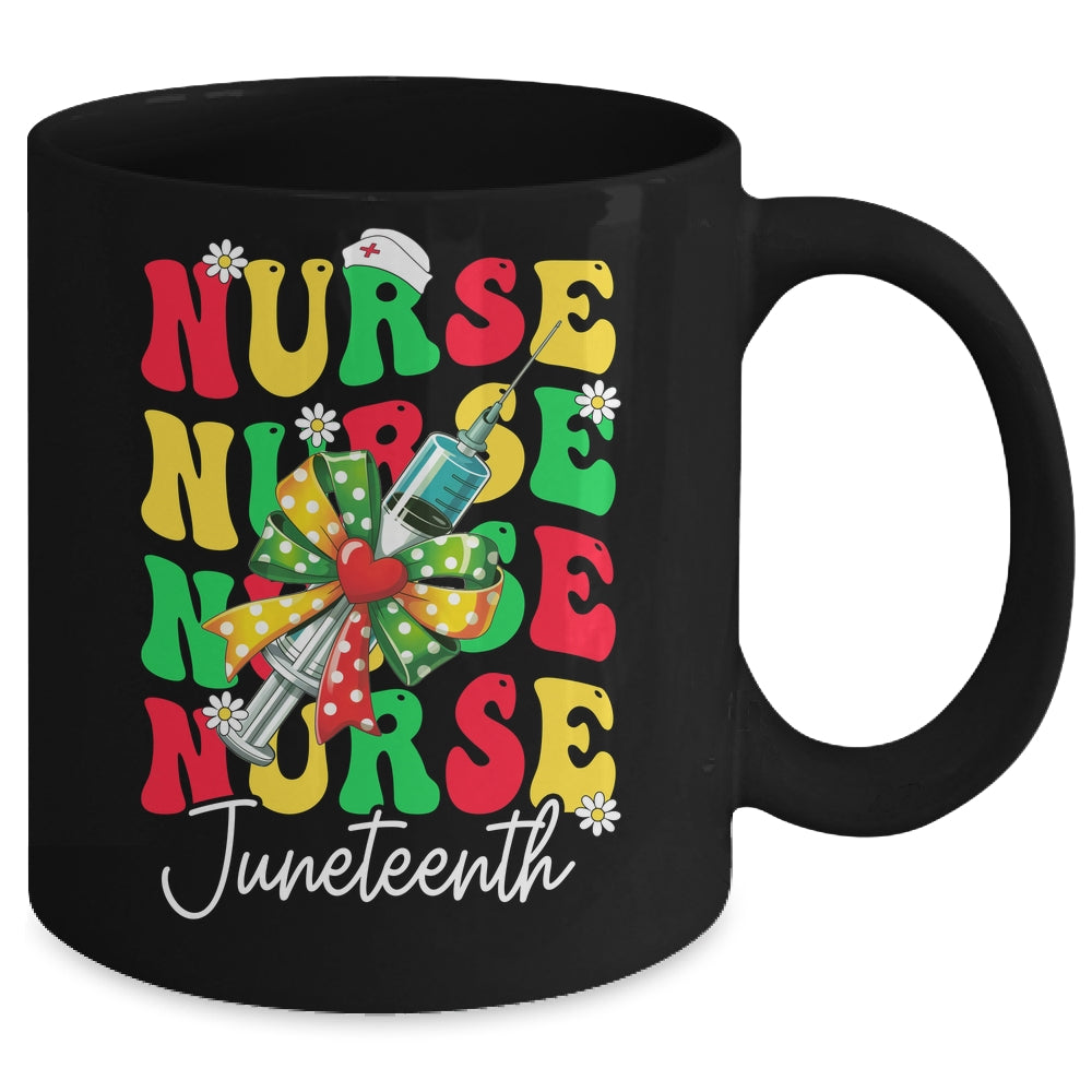 Juneteenth Scrubs Groovy African Bow Juneteenth Nurse Women Mug | teecentury