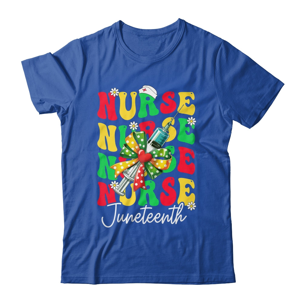 Juneteenth Scrubs Groovy African Bow Juneteenth Nurse Women Shirt & Tank Top | teecentury