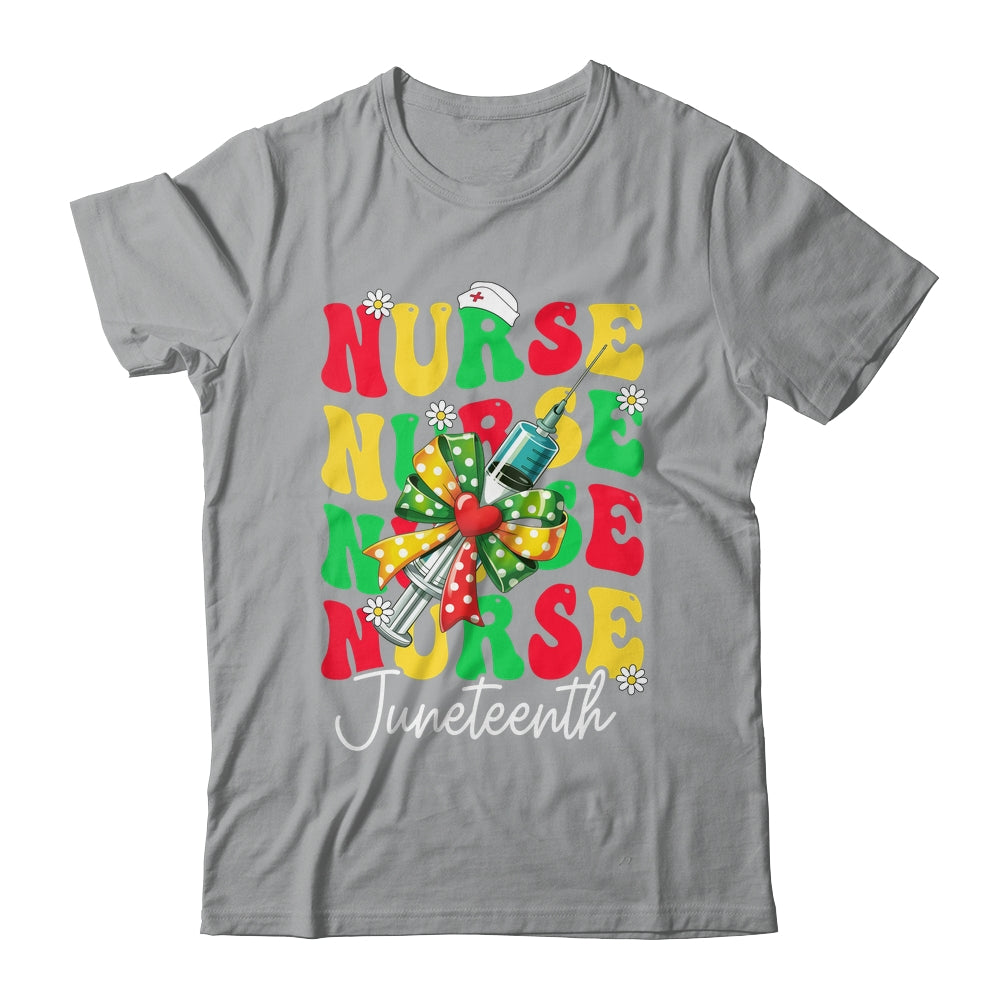 Juneteenth Scrubs Groovy African Bow Juneteenth Nurse Women Shirt & Tank Top | teecentury