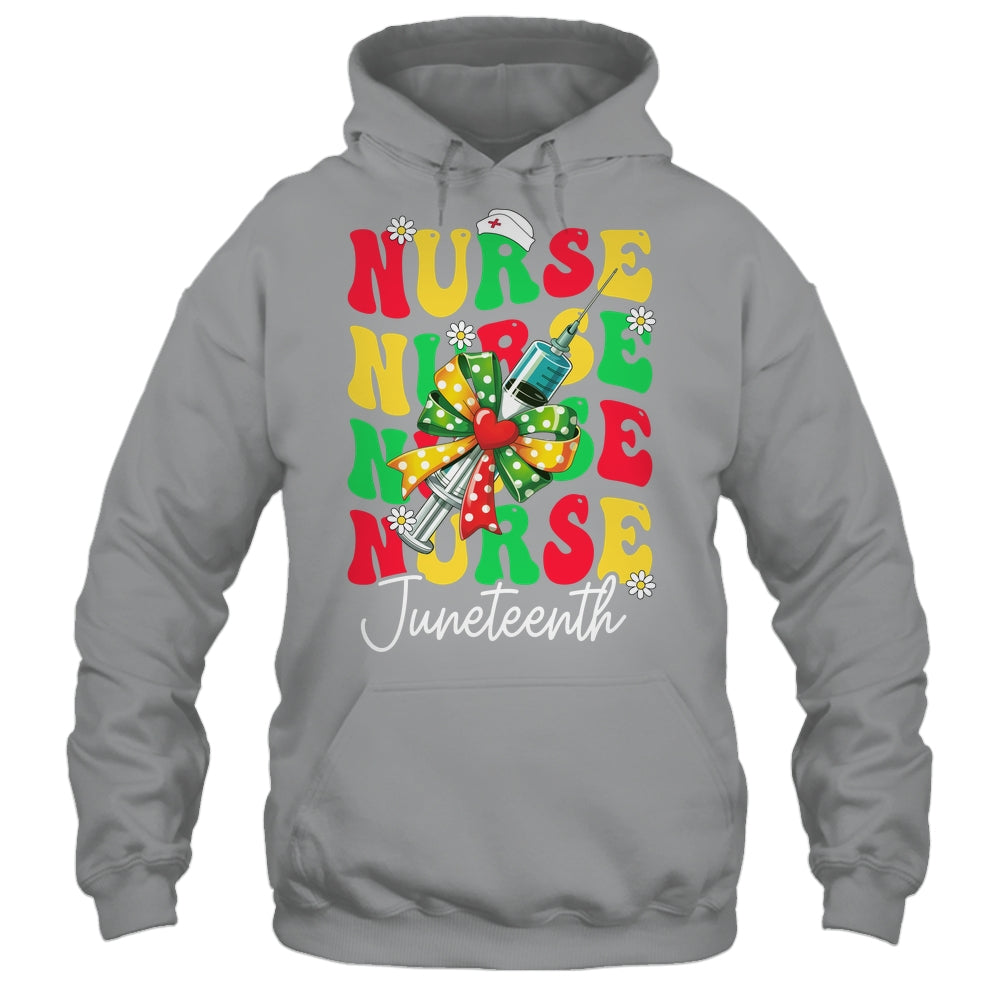 Juneteenth Scrubs Groovy African Bow Juneteenth Nurse Women Shirt & Tank Top | teecentury