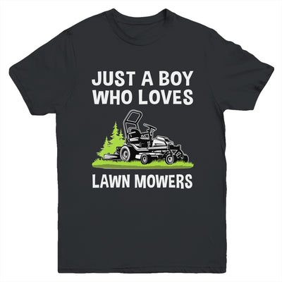 Just A Boy Who Loves Lawn Mowers Proud Gardener Mowing Boy Youth Shirt | teecentury