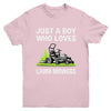 Just A Boy Who Loves Lawn Mowers Proud Gardener Mowing Boy Youth Shirt | teecentury