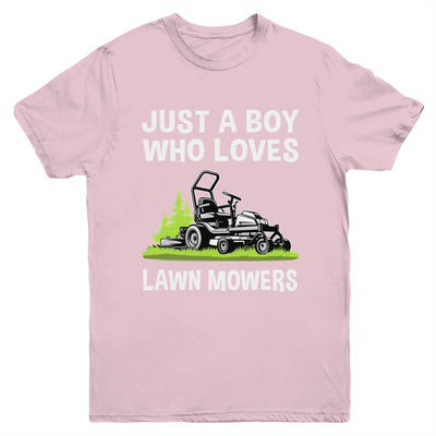 Just A Boy Who Loves Lawn Mowers Proud Gardener Mowing Boy Youth Shirt | teecentury
