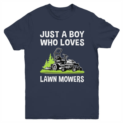 Just A Boy Who Loves Lawn Mowers Proud Gardener Mowing Boy Youth Shirt | teecentury