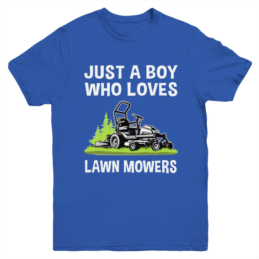 Just A Boy Who Loves Lawn Mowers Proud Gardener Mowing Boy Youth Shirt | teecentury