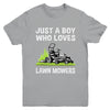 Just A Boy Who Loves Lawn Mowers Proud Gardener Mowing Boy Youth Shirt | teecentury