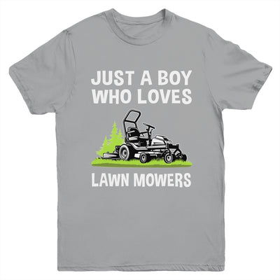 Just A Boy Who Loves Lawn Mowers Proud Gardener Mowing Boy Youth Shirt | teecentury