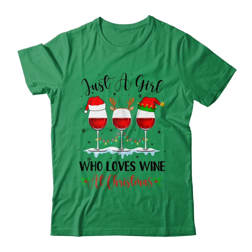 Just A Girl Who Loves Wine At Christmas Drinking Lover Shirt & Sweatshirt | teecentury