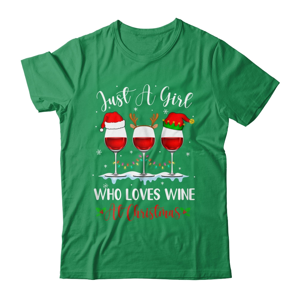 Just A Girl Who Loves Wine At Christmas Drinking Lover Gift Shirt & Sweatshirt | teecentury