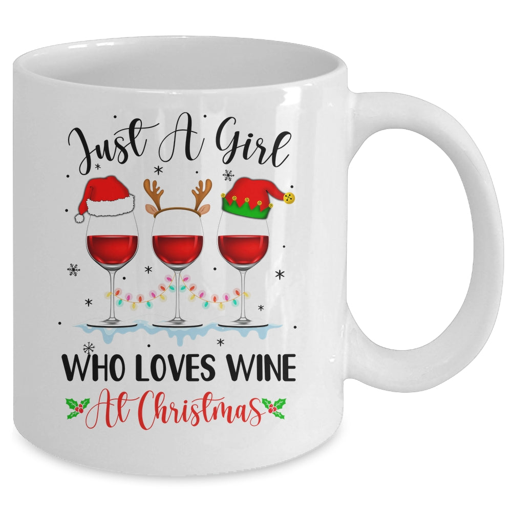 Just A Girl Who Loves Wine At Christmas Drinking Lover Mug | teecentury