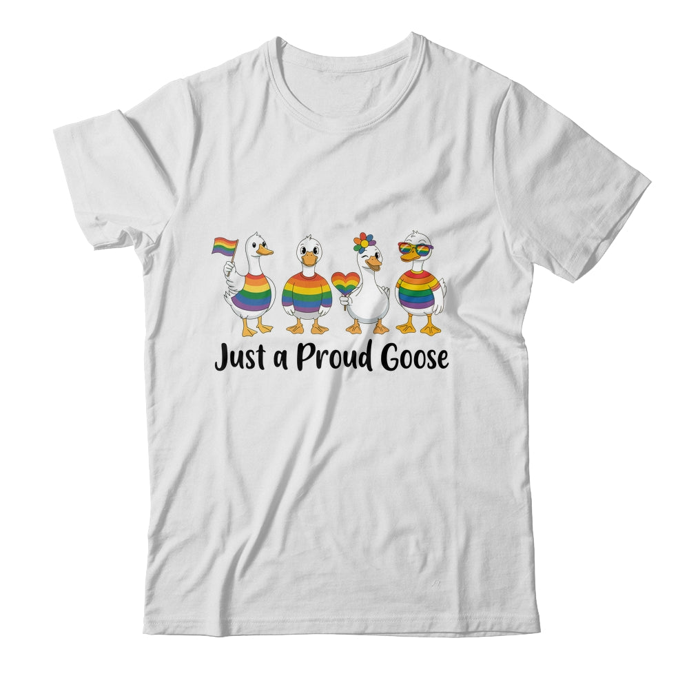 Just A Proud Goose LGBT LGBTQ Pride Rainbow Funny Goose Shirt & Tank Top | teecentury