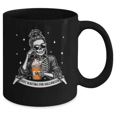 Just Waiting For Halloween Spooky Season Skeleton Coffee Mug | teecentury