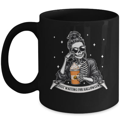 Just Waiting For Halloween Spooky Season Skeleton Coffee Mug | teecentury