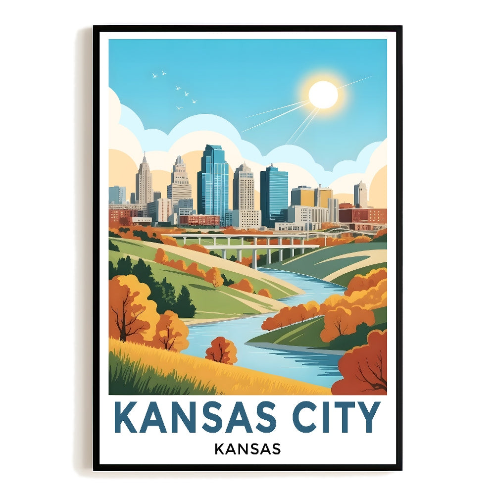 Kansas City Kansas Vintage Travel Poster Nature City Wall Art Landscape Prints Paintings Picture For Home Room Living Room Office Bedroom Aesthetic Decor Unframed | teecentury