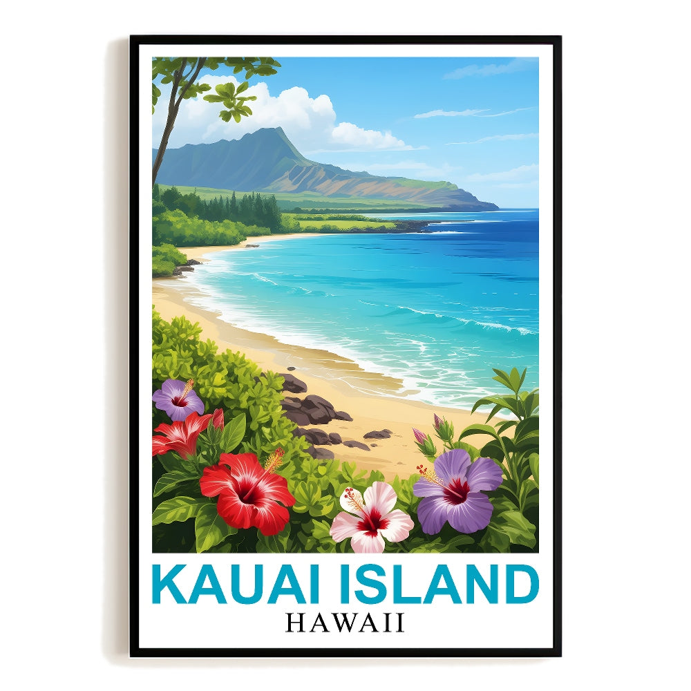 Kauai Island Hawaii Travel Poster Beach Lovers Souvenir Wall Art Landscape Painting Ideal For Tourists And Home Room Decor Living Room Office Bedroom Decor Unframed | teecentury
