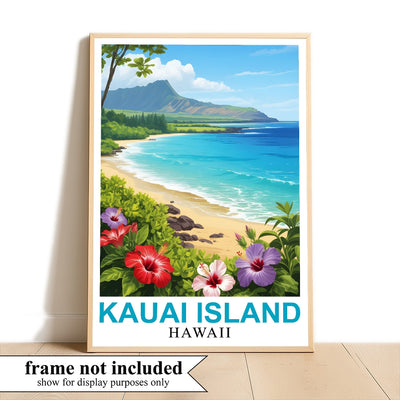 Kauai Island Hawaii Travel Poster Beach Lovers Souvenir Wall Art Landscape Painting Ideal For Tourists And Home Room Decor Living Room Office Bedroom Decor Unframed | teecentury