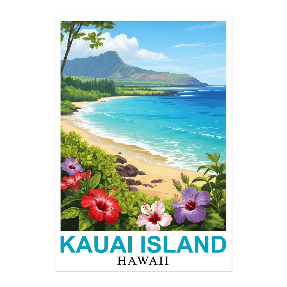Kauai Island Hawaii Travel Poster Beach Lovers Souvenir Wall Art Landscape Painting Ideal For Tourists And Home Room Decor Living Room Office Bedroom Decor Unframed | teecentury