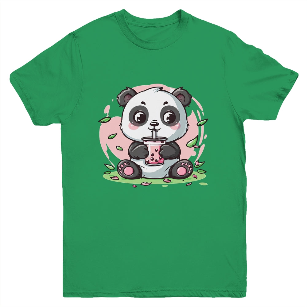 Kawaii Cute Anime Panda Drinking Bubble Boba Tea Girls Youth Shirt | teecentury