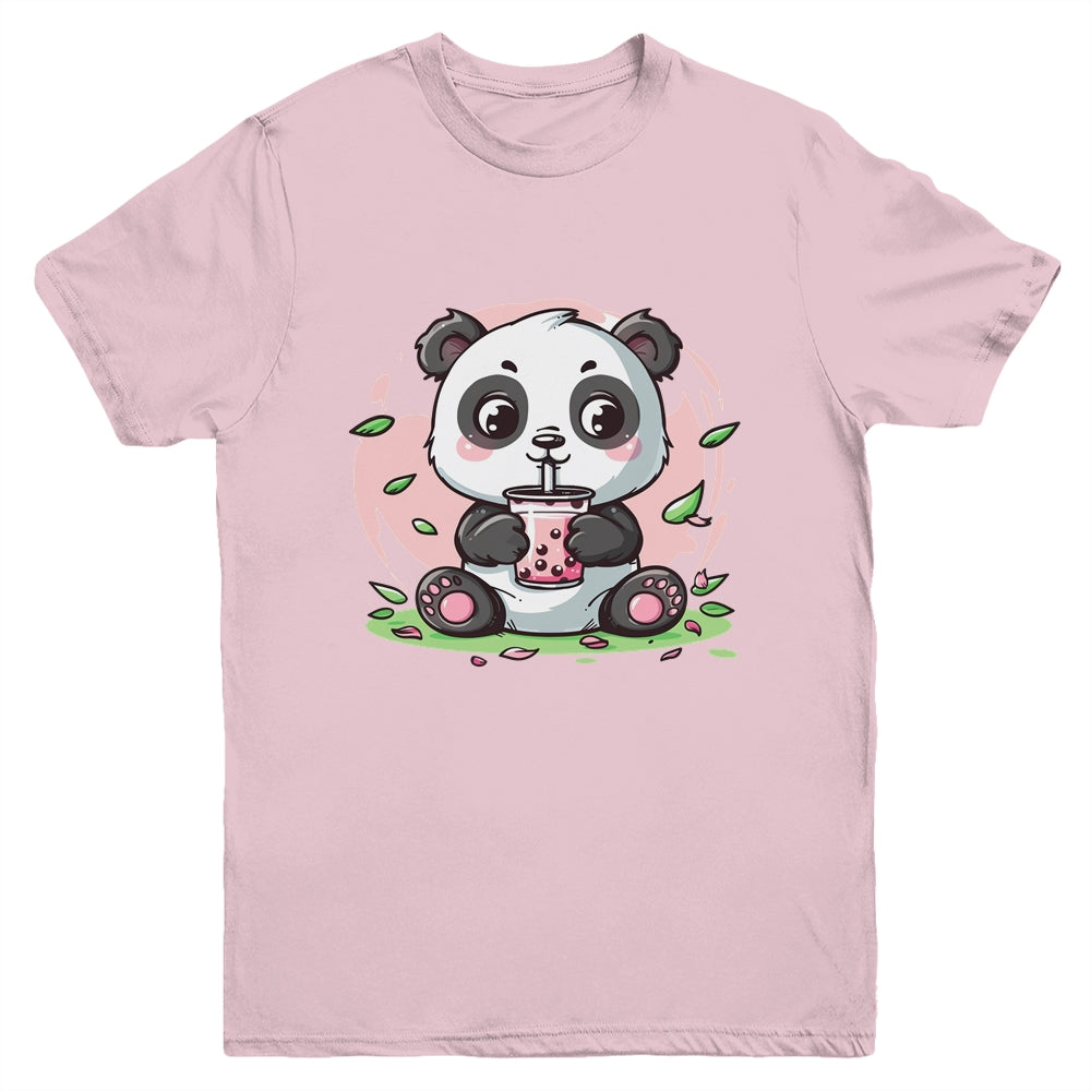 Kawaii Cute Anime Panda Drinking Bubble Boba Tea Girls Youth Shirt | teecentury