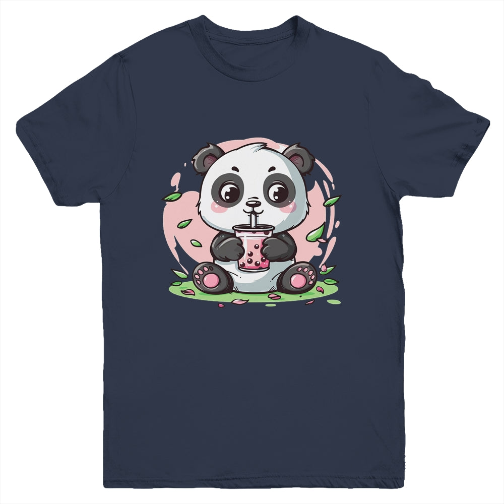 Kawaii Cute Anime Panda Drinking Bubble Boba Tea Girls Youth Shirt | teecentury