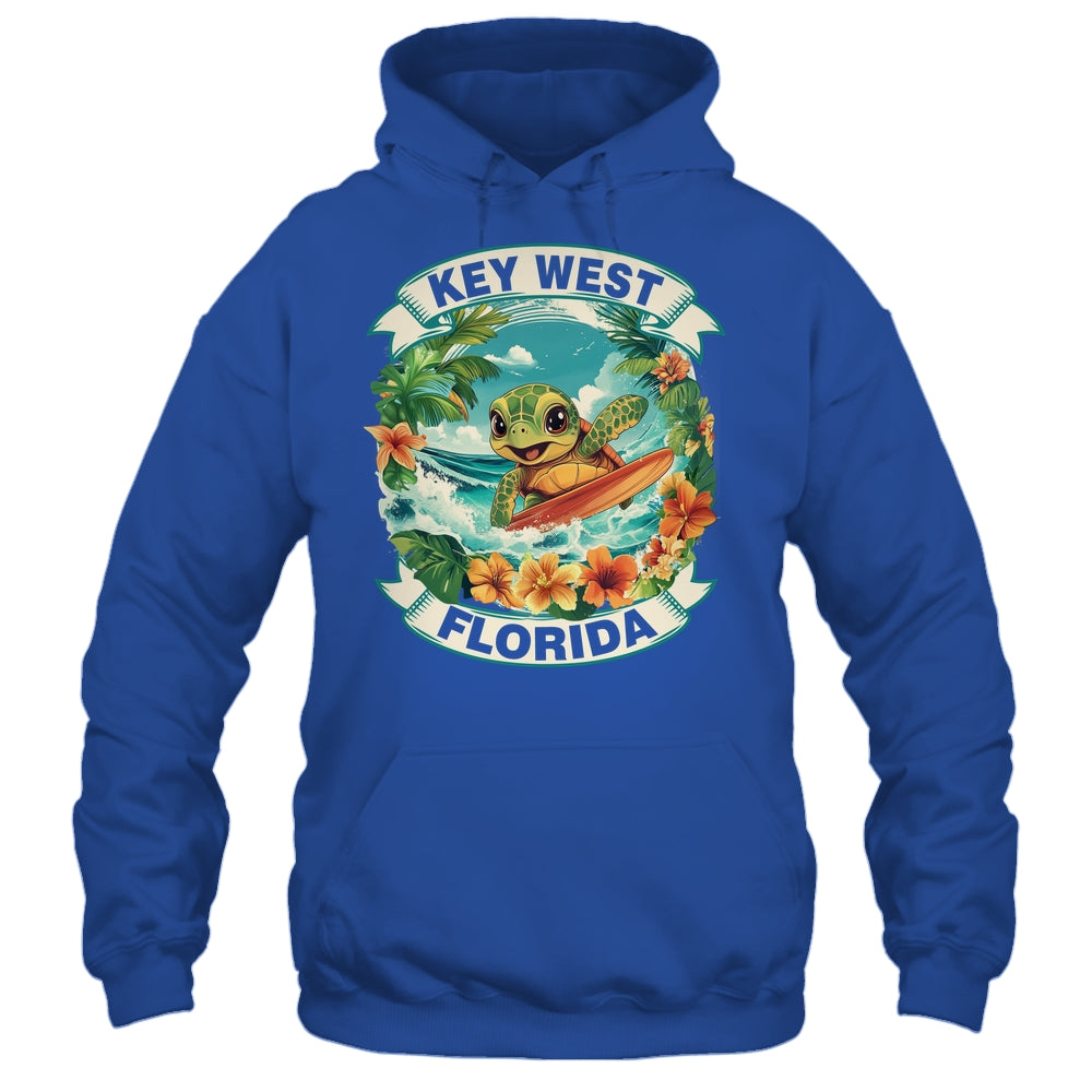 Key West Florida Cute Sea Turtle Surfing Summer Vacation Shirt & Tank Top | teecentury