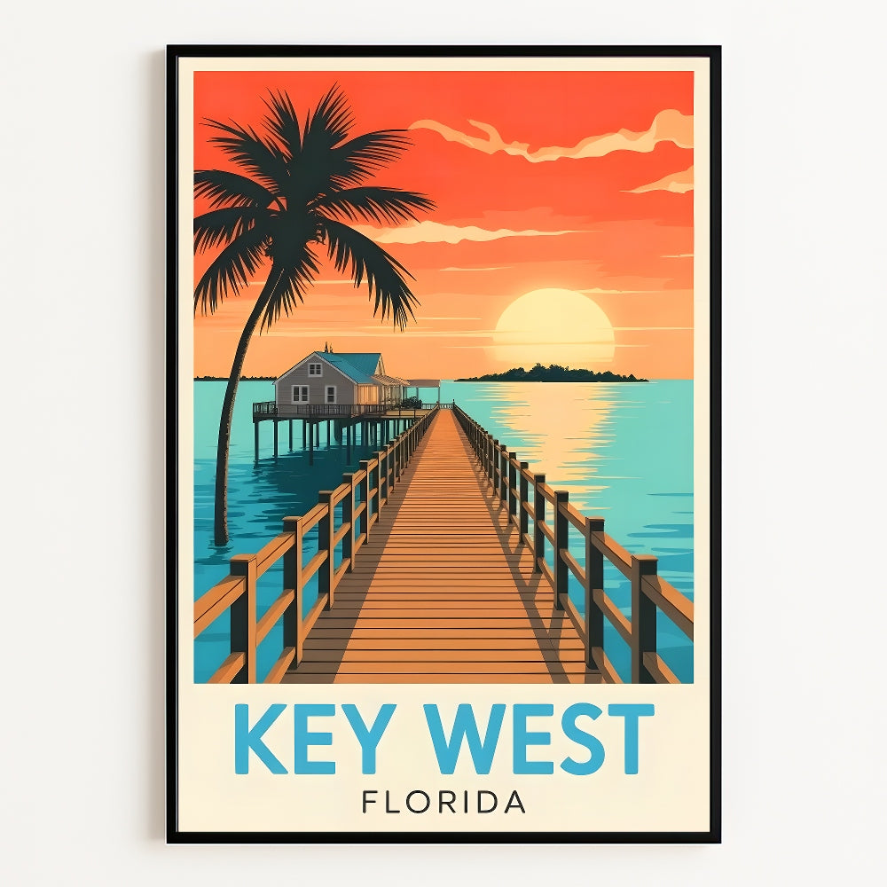 Key West Florida Vintage Travel Poster Wall Decor Wall Art Posters Prints Paintings Pictures For Living Room Office Bedroom Decor Unframed | teecentury
