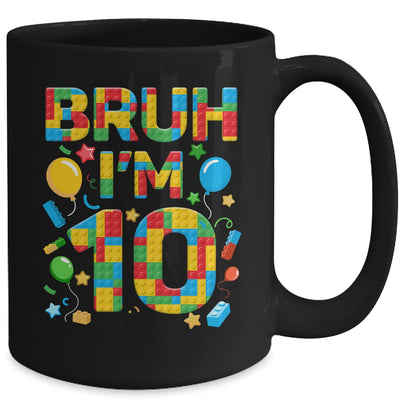 Kids 10 Year Old Building Blocks Bruh 10th Birthday Boy Mug | teecentury