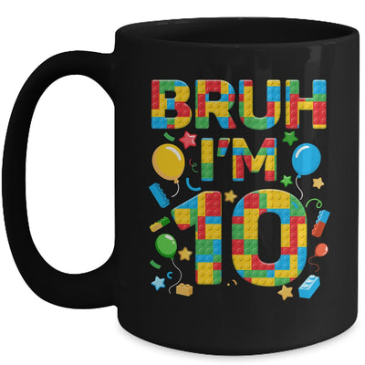 Kids 10 Year Old Building Blocks Bruh 10th Birthday Boy Mug | teecentury
