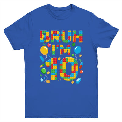 Kids 10 Year Old Building Blocks Bruh 10th Birthday Boy Youth Shirt | teecentury