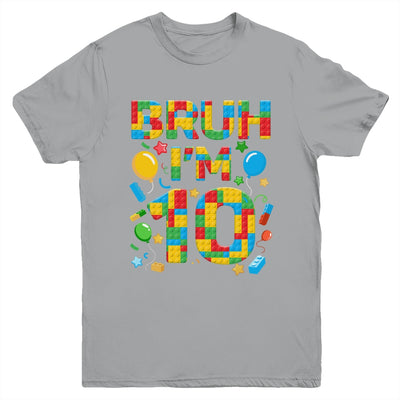 Kids 10 Year Old Building Blocks Bruh 10th Birthday Boy Youth Shirt | teecentury