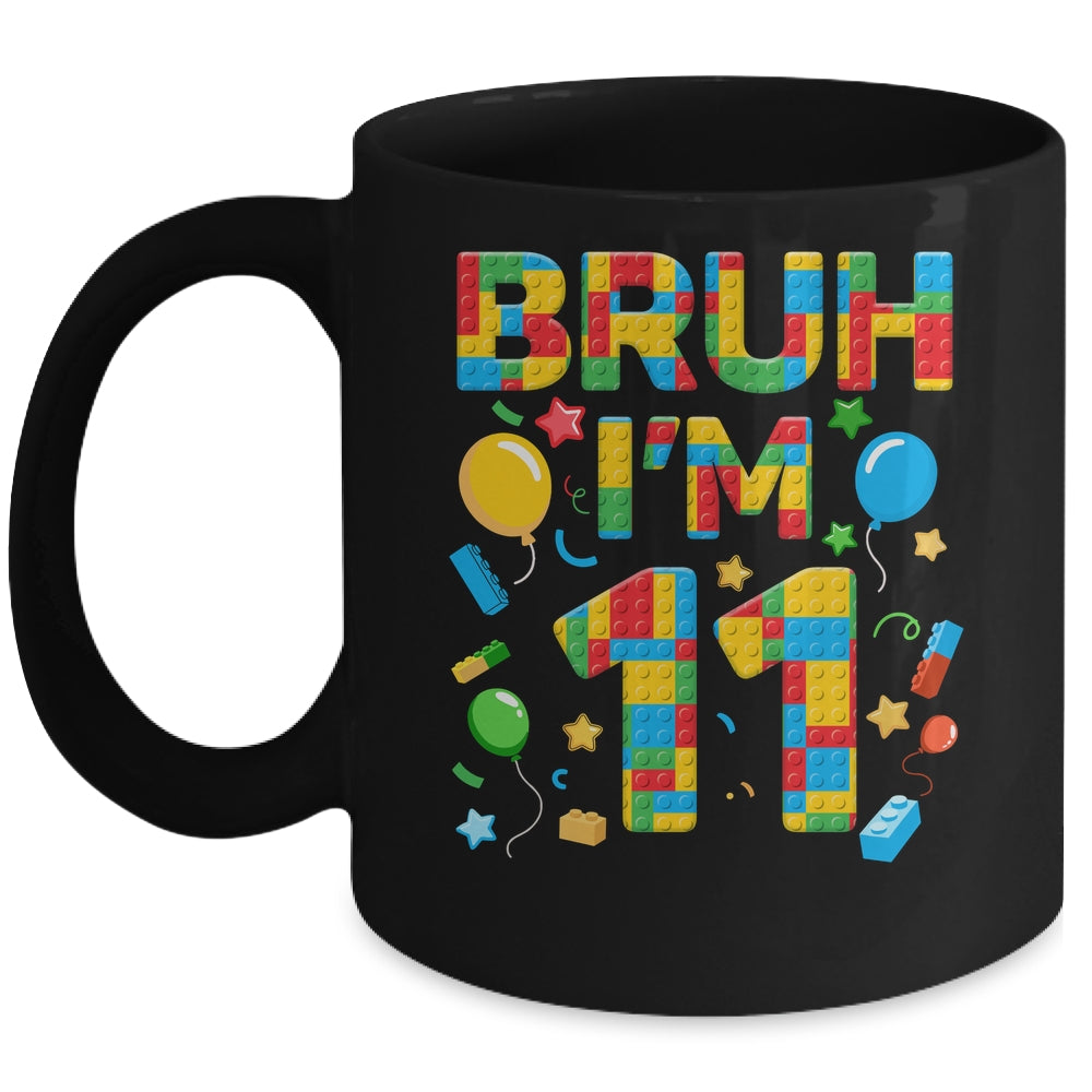 Kids 11 Year Old Building Blocks Bruh 11th Birthday Boy Mug | teecentury